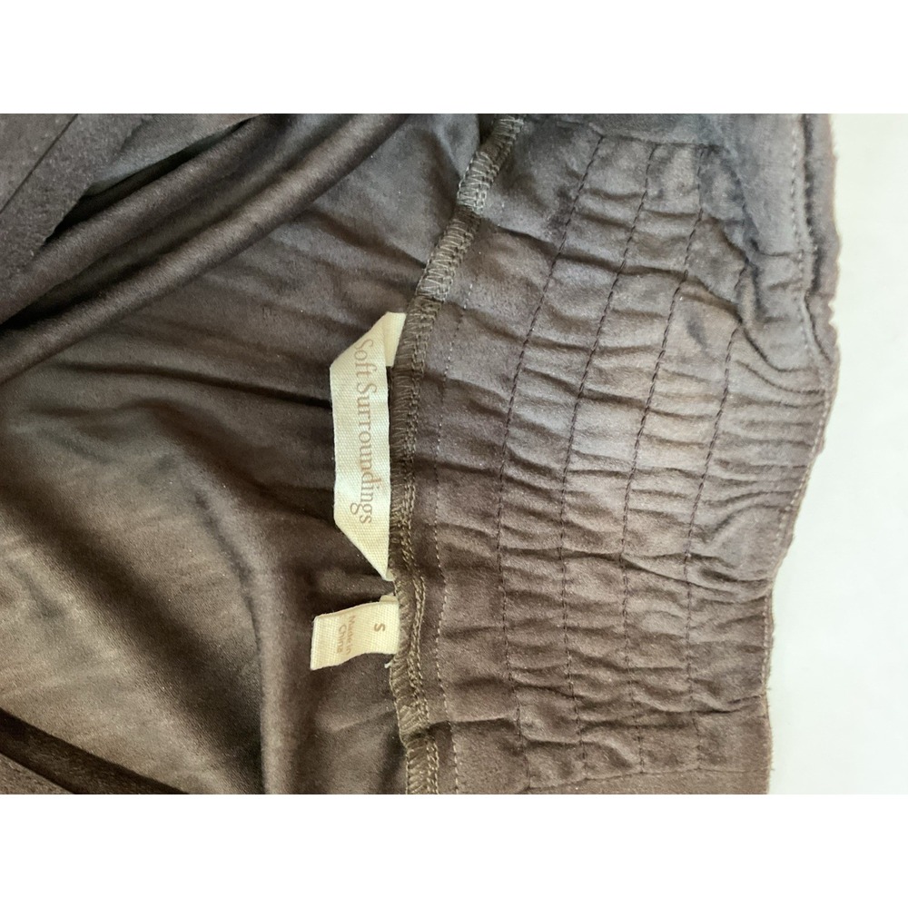 Soft Surroundings Lavina Faux Suede Pleated Stretch Skirt Belted Dark Brown S - Picture 14 of 16